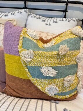 Anthropologie x All Roads Design Multi-Color Tufted Accent Pillow